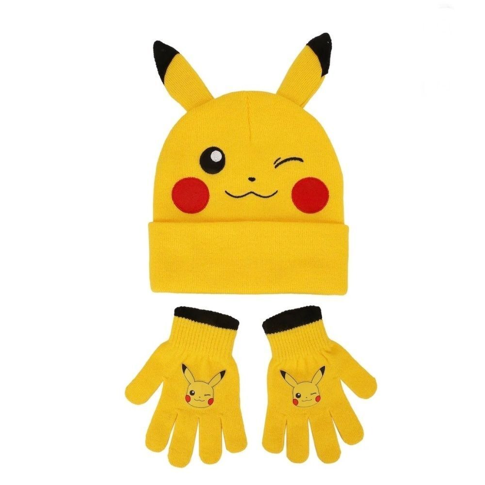 Boys Pokemon Pikachu Knit Beanie & Gloves 2-PieceSet